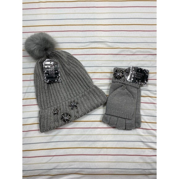 Victoria’s Secret Winter Angel Beanie & Glove Set – Gray main image 5